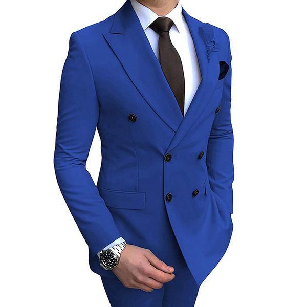 Trajes para hombres Blazers Chaqueta Pantalones Doble botonadura Negocios Slim Fit Esmoquin casual para hombres Traje de boda Beige/Azul/Blanco/Negro/Rojo Conjuntos de chaqueta 221121