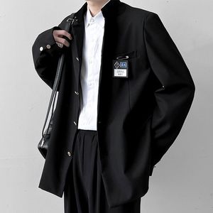 Trajes de hombre Blazers Estilo japonés Chaqueta de uniforme escolar Cuello alto Traje de túnica de hombre Traje DK Abrigo negro para hombre con placa de identificación Versión alta 230222