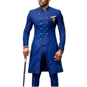 Costumes pour hommes Blazers JELTOIN Design africain Slim Fit hommes pour mariage marié Tuxedos bleu Royal marié homme bal fête Blaz332J