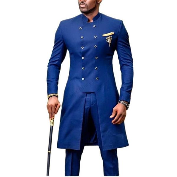 Costumes pour hommes Blazers JELTOIN Conception Africaine Slim Fit Hommes Pour Mariage Marié Tuxedos Bleu Royal Marié Homme Prom Party Blaz196z