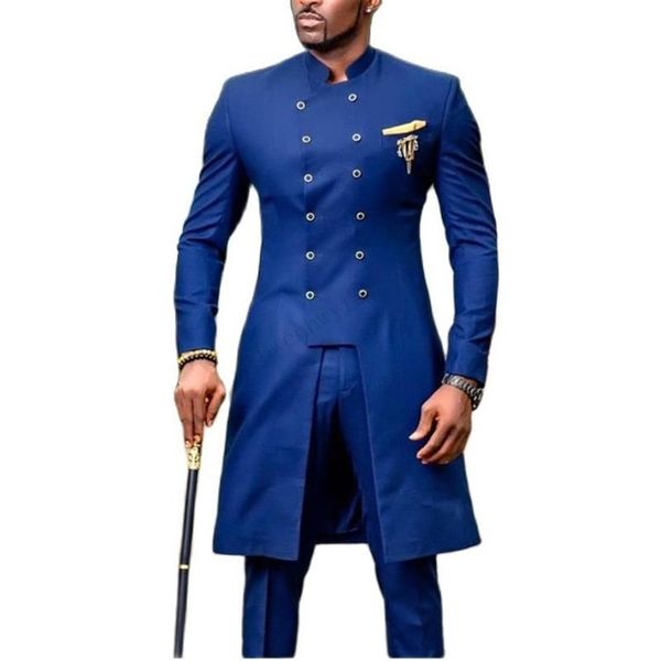 Trajes de hombre Blazers JELTOIN diseño africano Slim Fit hombres para boda novio esmoquin azul real novio hombre fiesta de graduación Blaz250w