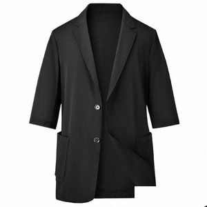 Herenpakken blazers grote dikke broer lente zomer dunne dunne heren ijs zijden zevenpunts mouw casual pak plus jas 140 kg xl dhuyl