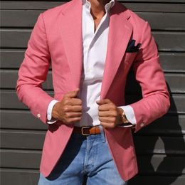 Herenpakken Blazers Nieuwste jas Pant ontwerpen Roze blazer Casual Men Pak Fashion Jacket Custom Suits Skinny Groom Tuxedo Terno Masculino 220909