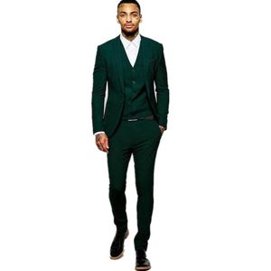 Trajes para hombre Blazers último diseño verde oscuro esmoquin para novio padrino de boda hecho a medida para hombre chaqueta de fiesta de boda pantalones Vest305N