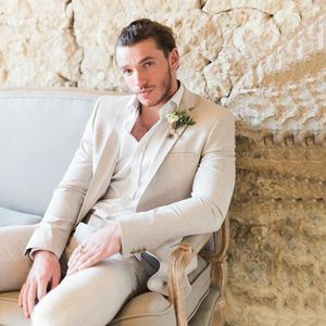 Herenpakken blazers nieuwste ontwerpen ivoor linnen op maat gemaakt 2023 mannen voor bruiloft man blazer kostuum homme slanke fit terno masculino