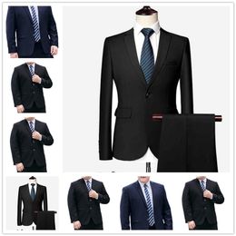 Costumes pour hommes Blazers Derniers costumes pour hommes Set Noir Bleu marine Robe formelle Veste Pantalon Slim Fit Business Tuxedo Terno Vêtements de fête de mariage 220909