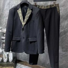 Costumes pour hommes Blazers luxueuxMens costume designer de luxe s 3d brodé veste pantalon deux pièces affaires décontracté hommes cardigan vestes pantalon 36Y9