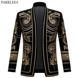 Trajes para hombres Blazers Luxury Barroque Barroque Floral Bordado Blazer Chaqueta Blazer Hombres Velveta Velvet Cardigan Blazers Men Wedding Party Homme 230811