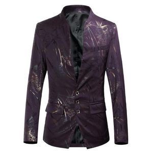 Costumes pour hommes Blazers M-6XL grande taille vêtements printemps et automne impression Performance manteaux costume jeunesse mâle mince Stand-up Col232w