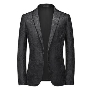 Costumes pour hommes Blazers M-6XL Plus Size Mens Vintage Blanc Noir Fleur Embroried Tuxedo Dîner Veste Smart Tailored Fit Blazer Manteaux Formels