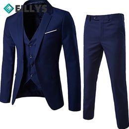 Herenpakken blazers mannelijke slanke formele 3 stcs pakken mannen bruiloft prom pak smoking fit mannen zakelijke werkkleding pak bruidegom jasetspants vest 230301