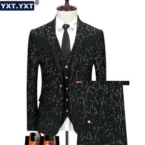 Costumes pour hommes Blazers Costume masculin 2023 nouveau en imprimé fleuri Blazer gilet pantalon 3 pièces Gentleman Style italien hommes élégant fête de mariage pantalon costume Q231025