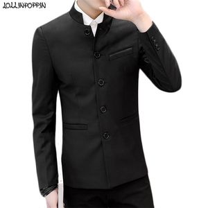 Herenpakken blazers mandarijn stand kraag heren tuniek pak jas Chinese stijl met één borsten casual mannelijke bovenkleding zwart 221111