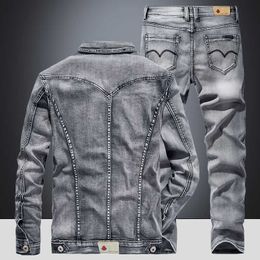 Lente en herfst Pasvorm Graafzak met ritssluiting Grijze denim Rits Katoen Jeugd Casual Gewone jas 230322