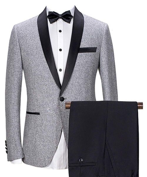 Costumes pour hommes Blazers hommes 2 pièces châle revers hommes ensemble Tweed Tuxedos marié un bouton pour mariage Blazer pantalon 221202