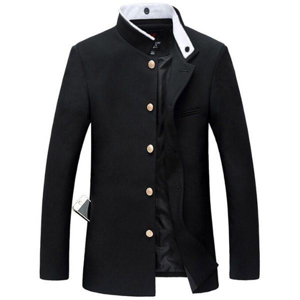 Costumes pour hommes Blazers hommes noir Slim tunique veste simple boutonnage Blazer japonais école uniforme collège manteau 230720