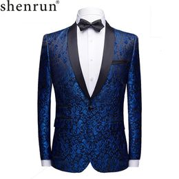 Costumes pour hommes Blazers Hommes mode coupe ajustée Costume veste maigre smoking jolie pochette Floral Jacquard châle revers Costume de mariage fête bal mens blazers 231113