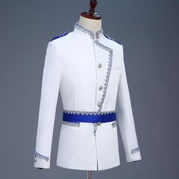 Costumes pour hommes Blazers Hommes Costume Floral Robe Royale Européenne Show Prince Costumes de Scène Vêtements de Luxe Blanc Angleterre Style283n