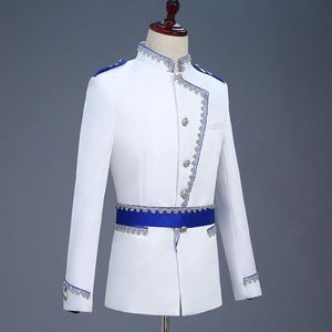 Costumes pour hommes Blazers Hommes Costume floral Robe royale européenne Show Prince Costumes de scène Vêtements de luxe Blanc Angleterre Style288r