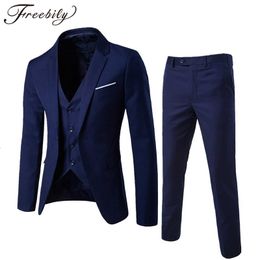 Herenpakken Blazers Men Gentleman Suit 3pcs Sets Long Sleeve One-Button Blazer en Vest Pants Business Wear Formal Uniform For Office Wedding Party 230208