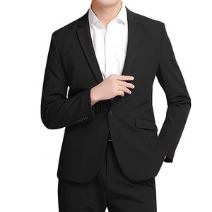 Costumes pour hommes Blazers Hommes 2 pièces Slim Fit Business Suit Set 1 Bouton Noir Blazer Veste Pantalon Solide Robe De Mariée Tux et Pantalon 230328