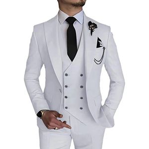 Trajes para hombres Blazers Traje de 3 piezas para hombres Trajes de corte entallado Un botón Esmoquin Blazer Chaleco Pantalones Trajes formales de fiesta de bodas y negocios 231205