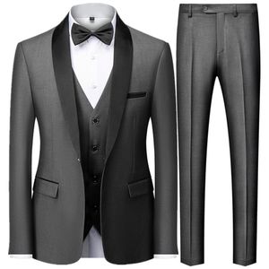 Costumes pour hommes Blazers Hommes Style britannique costume mince 3 pièces ensemble veste gilet pantalon/homme d'affaires Gentleman haut de gamme robe personnalisée Blazers manteau S-6XL 231109