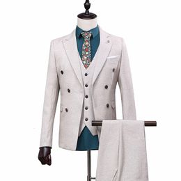 Herenpakken Blazers Business Jacket Fashion Jacket Pak op maat 3-delige set Jacketpantsvest 230406