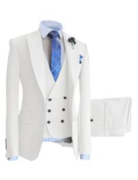 Costumes pour hommes Blazers Costume d'affaires pour hommes 3 pièces un bouton blanc réunion fête mariage occasions formelles 4XL 5XL augmenter allonger 231115