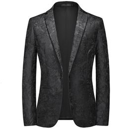 Costumes pour hommes Blazers Hommes Casual Dark Pattern Embossed Boutique Set / Slim Fit Boutique Robe de soirée Veste 230330