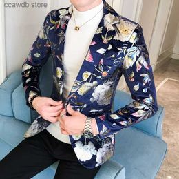Ternos masculinos blazers masculino impresso fino ajuste blazers 2022 nova moda de alta qualidade casual noivo formal vestido terno jaqueta blazers marca roupas masculinas t240110