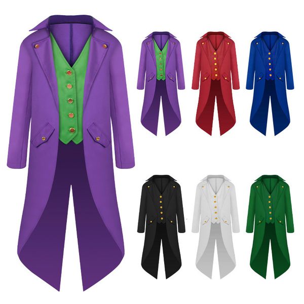Costumes pour hommes Blazers Costume rétro pour hommes, veste avec nœud papillon, gothique, Steampunk, longue redingote victorienne, uniforme d'hirondelle à simple boutonnage, Aldult Kid 230202