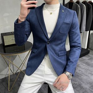 Costumes pour hommes Blazers Veste en cuir suédé pour hommes Casual Slim Fit Blazer Hombre Suit Terno Single-Breasted Masculino Vêtements pour hommes 230506