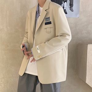 Herenpakken Blazers Herenpak Fashion Solid Color LongSleeveved Spring en Autumn knap trendy merk Casual Small Suit Business Jacket 221119