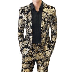 Trajes de hombre Blazers Traje de hombre Chaqueta Pantalones 2 piezas Conjunto Vestido de moda Banquete Ropa de boda Novio Blazers de gran tamaño Abrigo Pantalones M-5XL 230427