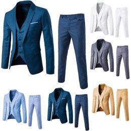 Trajes para hombres Blazers Traje para hombres Traje delgado de 3 piezas Chaqueta para fiesta de bodas de negocios Chaleco Pantalones Abrigo Padrino de boda Regular Fit Blaizer Masculino Hombre 231114