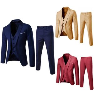 Costumes pour hommes Blazers costume pour hommes mince 3 pièces costume d'affaires veste de fête de mariage gilet pantalon manteau costume d'agilité costume Express costumes humides pour hommes 231114