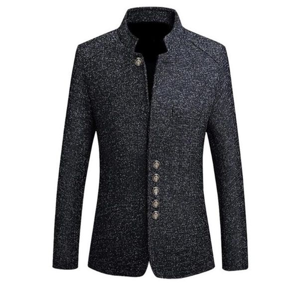 Costumes pour hommes Blazers Hommes Couleur Unie À Manches Longues Col Montant Simple Boutonnage Grande Taille Slim Blazer Style Coréen Costume Masculin Casual BlazerMen