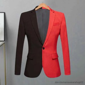 Costumes pour hommes Blazers Hommes Printemps Automne Patchwork Couleur Contrastée Costume Manteau Revers À Manches Longues Un Bouton Slim Fit Costume Veste Moderne Mode Blazers