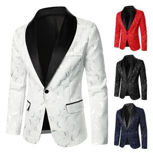 Costumes pour hommes Blazers Hommes Costume Manteau Rose Motif Lumineux Jacquard Tissu Contraste Couleur Col Fête Design De Luxe Causal Mode Slim Fit Hommes Blazer 231113