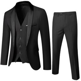 Herenpakken Blazers Heren Trouwpak Prom Dress JacketPantsVest Herenpak Set Slim Fit Tuxedo Mannelijke Blazer Aangepaste Britse stijl Bruidegomkleding 230808