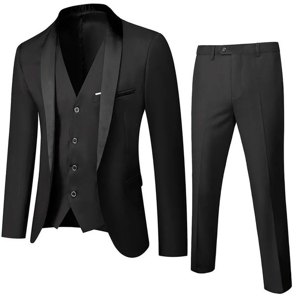 Costumes pour hommes Blazers Hommes costume de mariage robe de bal veste pantalon gilet hommes costume ensemble Slim Fit smoking mâle Blazer personnalisé Style britannique marié vêtements 231005