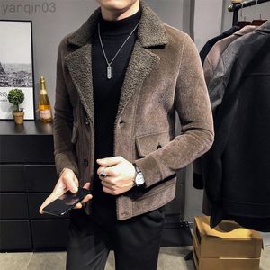 Trajes para hombres Blazers Hombres Rompevientos de invierno Versión coreana de lana larga delgada Chaqueta aleatoria Moda Temperamento Tendencia Tamaño grande S-3XL L220902