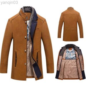 Costumes pour hommes Blazers Hommes Hiver Laine Veste Hommes Casual Marque Solide Couleur Laine Mélanges Laine Caban Chaud Mâle Trench Manteau Pardessus L220902