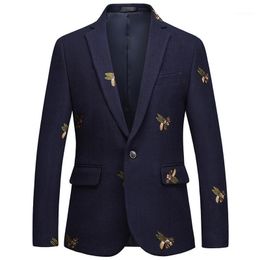 Herenpakken blazers heren 2023 herfst winterpak jassen mode luxueuze bijen borduurwerk wollen blazer huwelijksbedrijf prom zangers