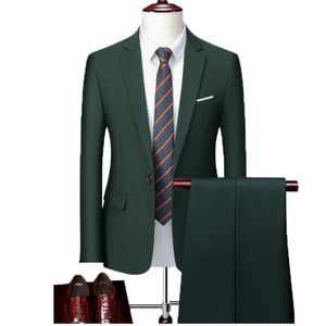 Herenpakken Blazers Heren Business Casual Suit 6xl Suit jas met broek snoepkleuren Slim Fit formeel werk trouwjurk Wit roze rode pakken 2 -delige 230303