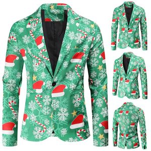 Herenpakken blazers heren knop luxe bloemen gedrukt kerstpak nachtclub podium bruiloft sociaal pakje casual mannen blazer jas 220826