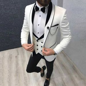 Costumes masculins Blazers Mens Casual Set Mens Party Slim Fit Châle Revers 3 pièces (veste + débardeur + pantalon) Q240507