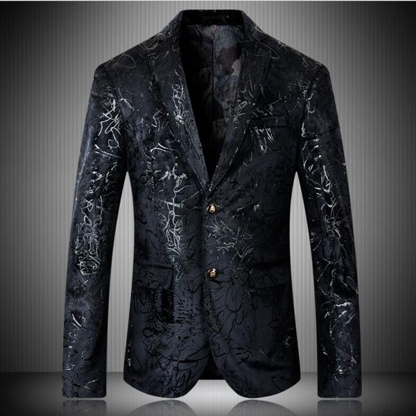 Costumes pour hommes Blazers Vêtements pour hommes Grands hommes Blazer Slim Fit Fantaisie Pour Costumes de scène Chanteurs Prom Paisley Suit JacketMen's