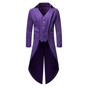 Costumes pour hommes Blazers Hommes Halloween Steampunk Gothique Veste Victorienne Tailcoat Vintage Costume Tuxedo Blazer Hommes DJ Club Cosplay Costume De Bal Rouge 230222